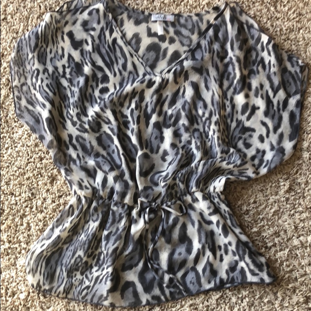 Grey Leopard Sheer Top